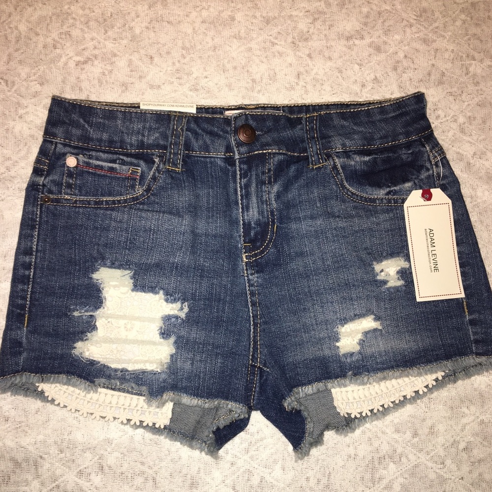 Adam Levine Crochet Floral Jean Shorts